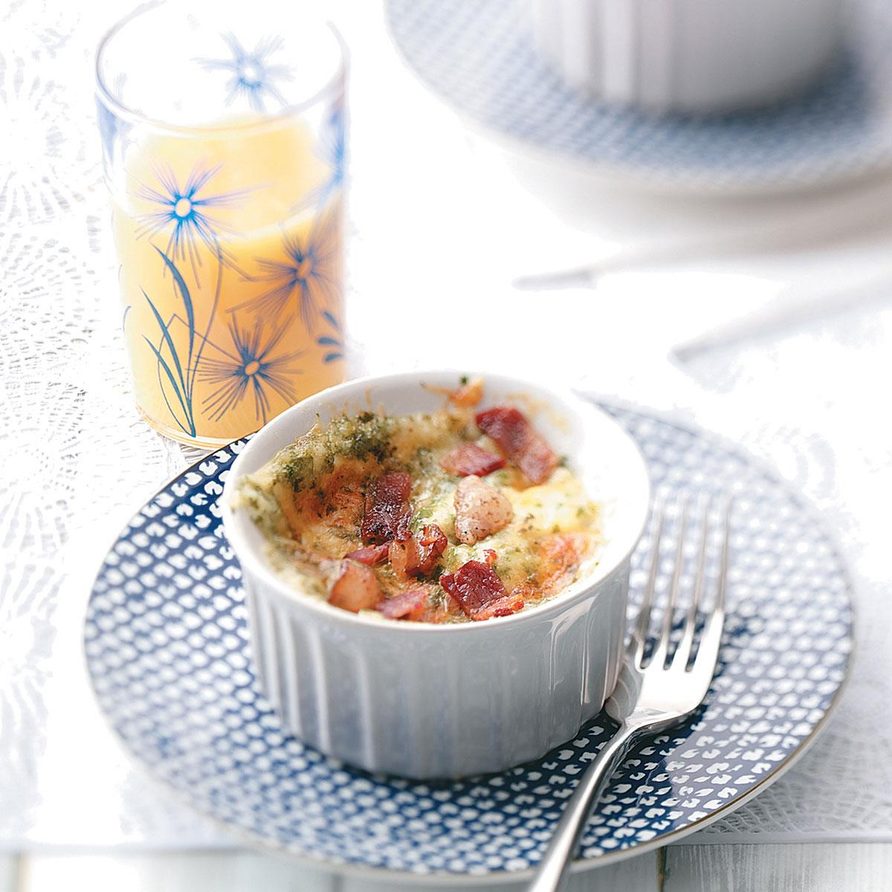 Baked Eggs with Cheddar and Bacon