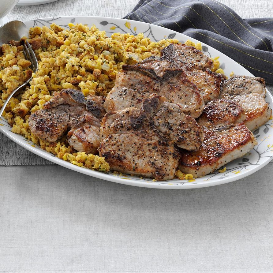 Pork Chops with Cornbread Stuffing