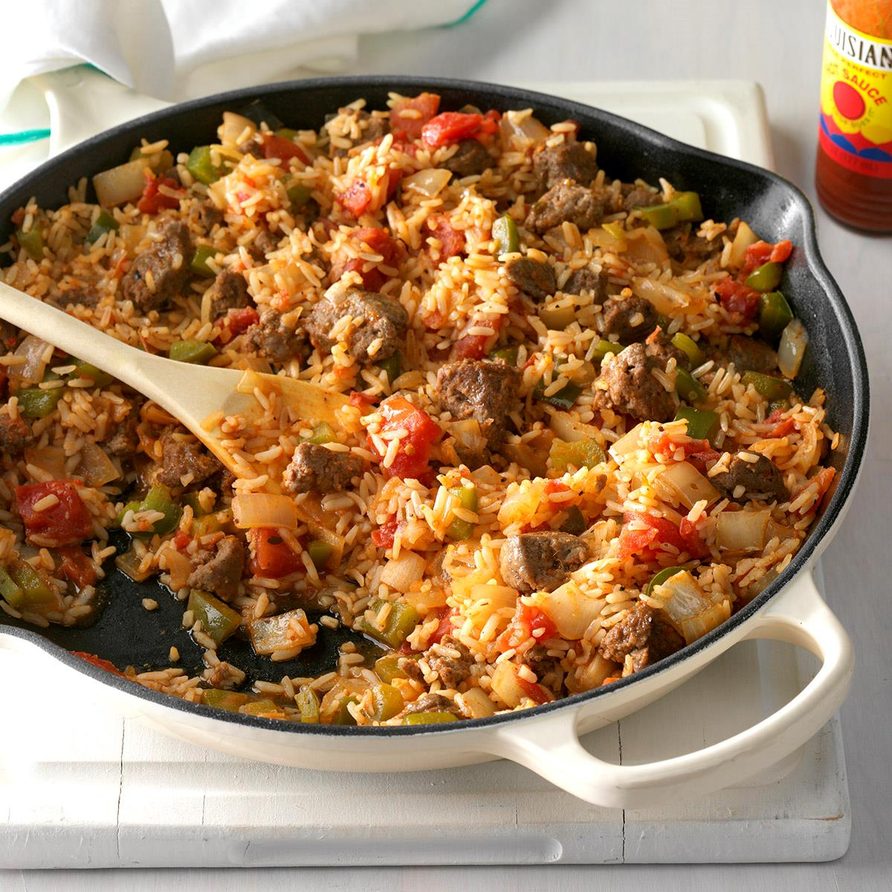 Spicy Cajun Sausage and Rice Skillet