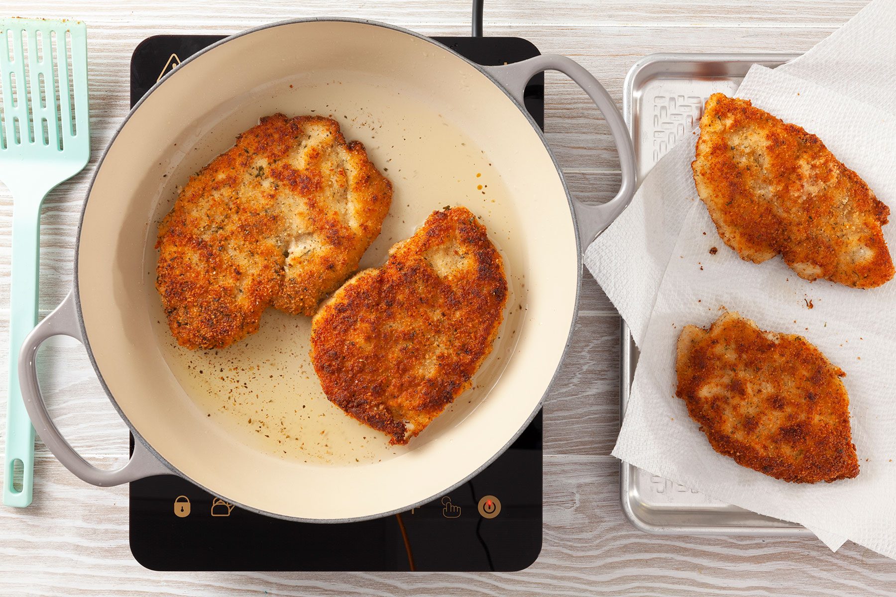 Frying pieces of Chicken in Pan