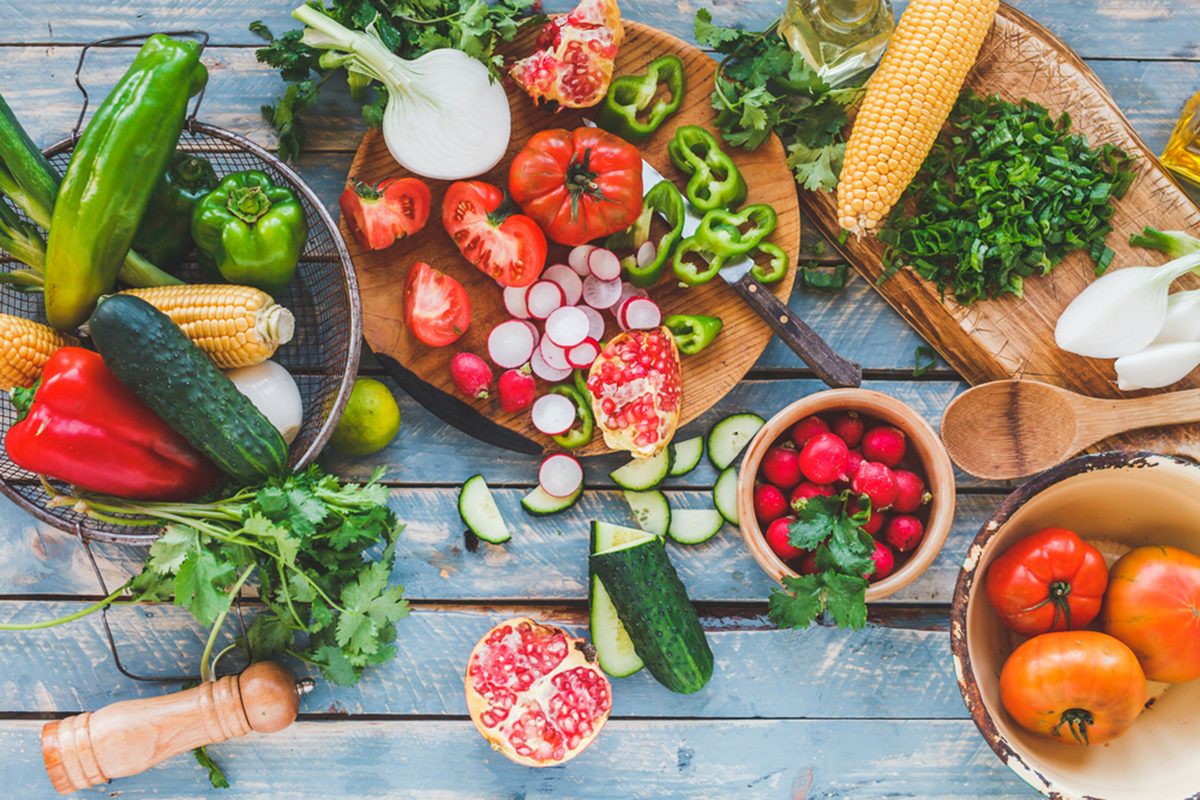 Traditional vegetables used in Arabian cuisine. Vegetables on wood. Bio Healthy food, herbs and spices. Organic vegetables on wood