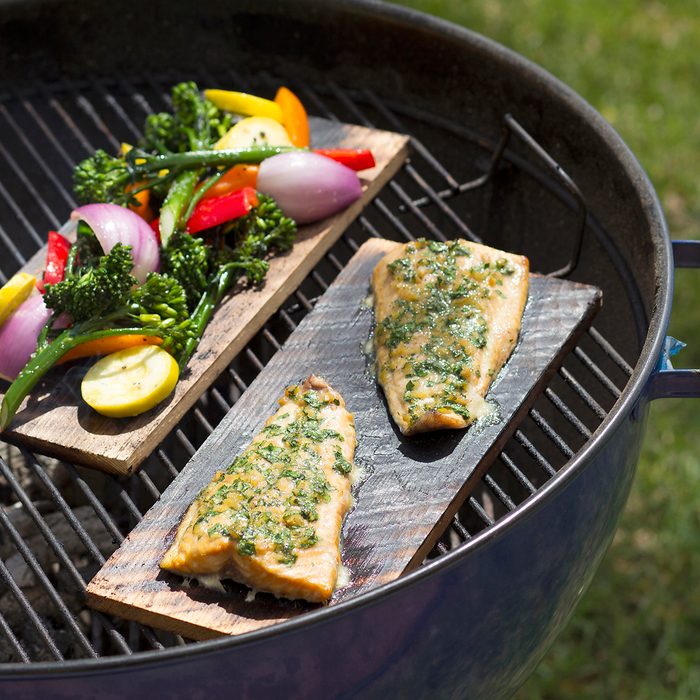 plank grilled salmon
