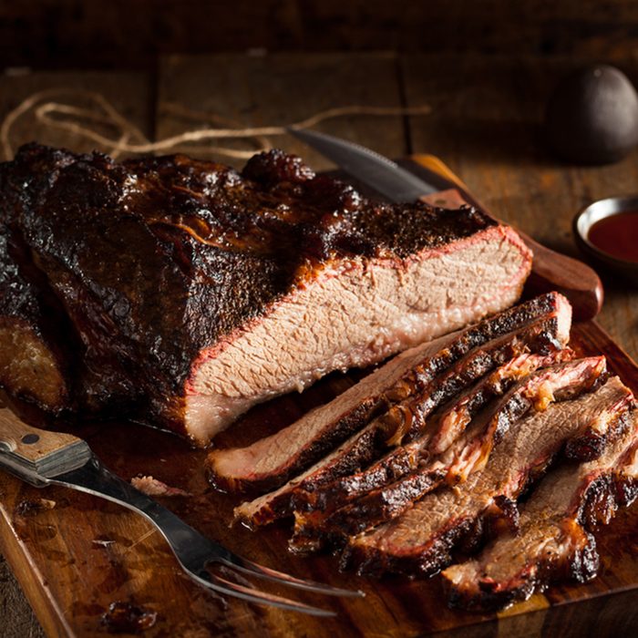 Homemade Smoked Barbecue Beef Brisket with Sauce