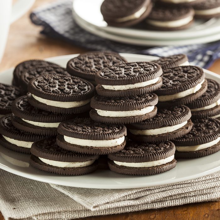 Unhealthy Chocolate Cookies with Vanilla Cream Filling