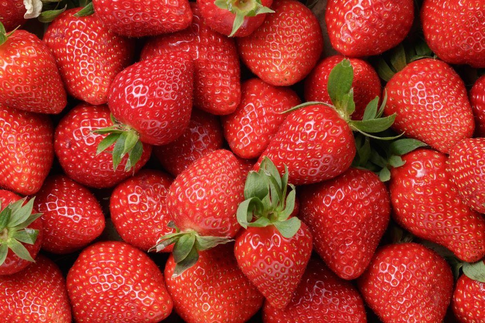 Background From Freshly Harvested Strawberries Directly Above