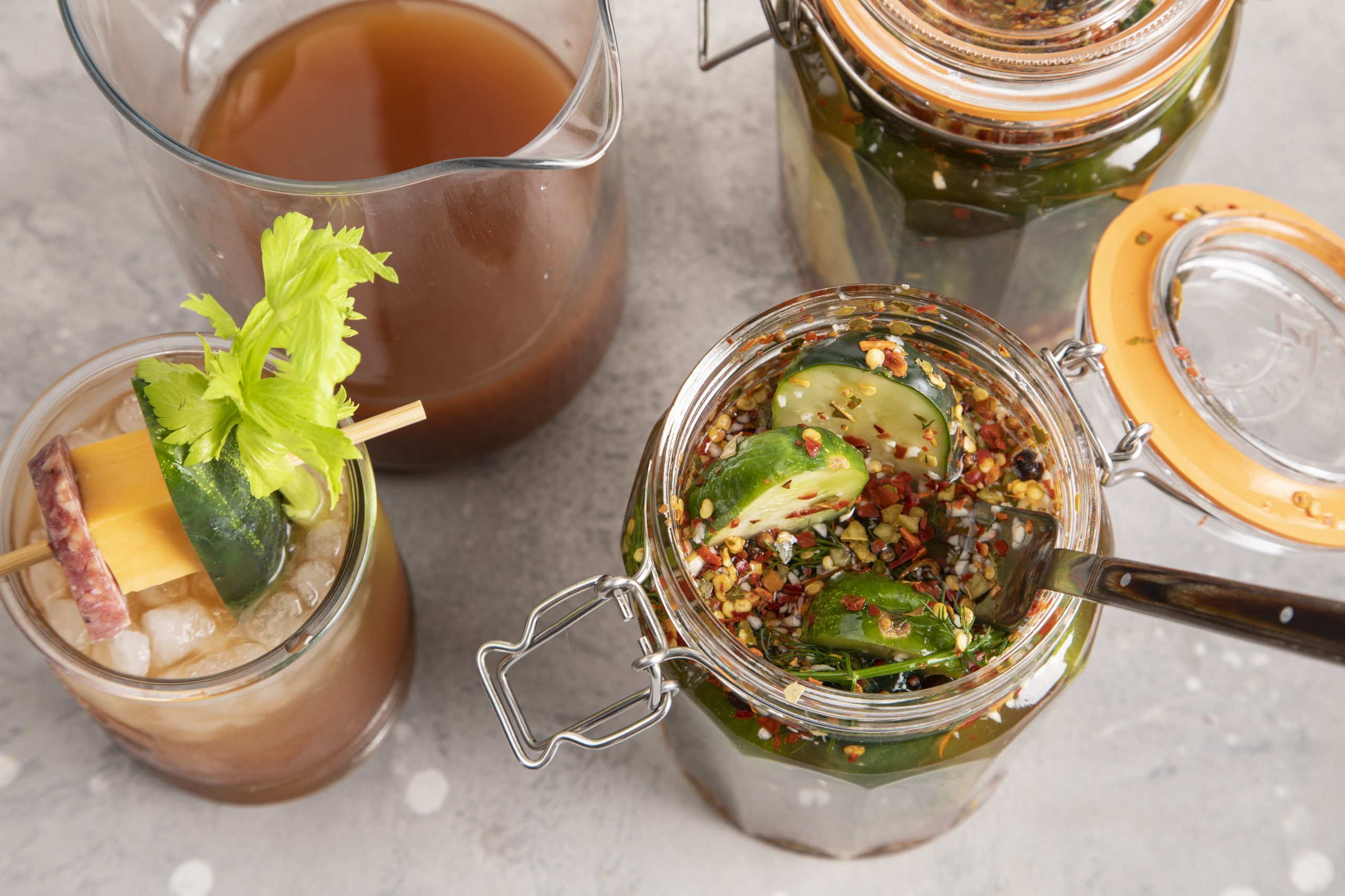 spicy pickles in a jar