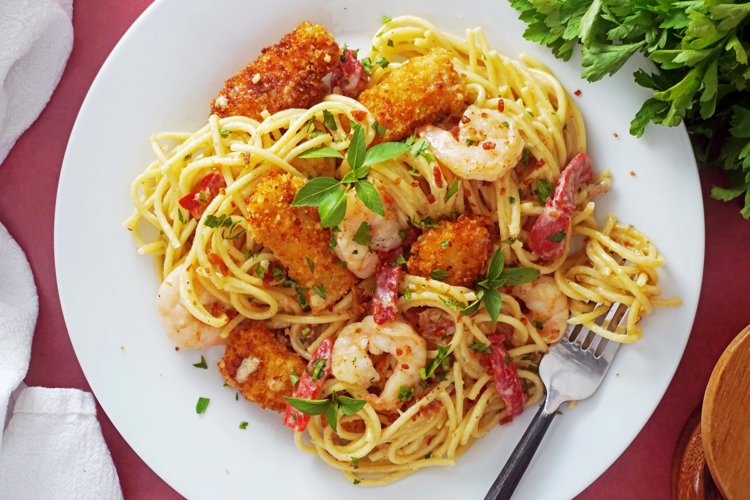 Olive Garden Chicken and Shrimp Carbonara Copycat