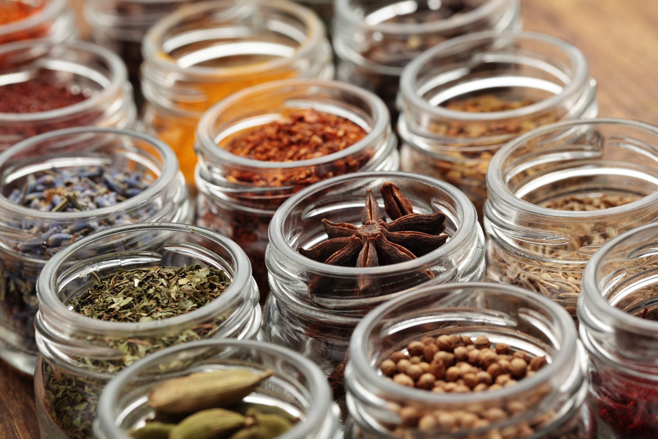 Jars with spices