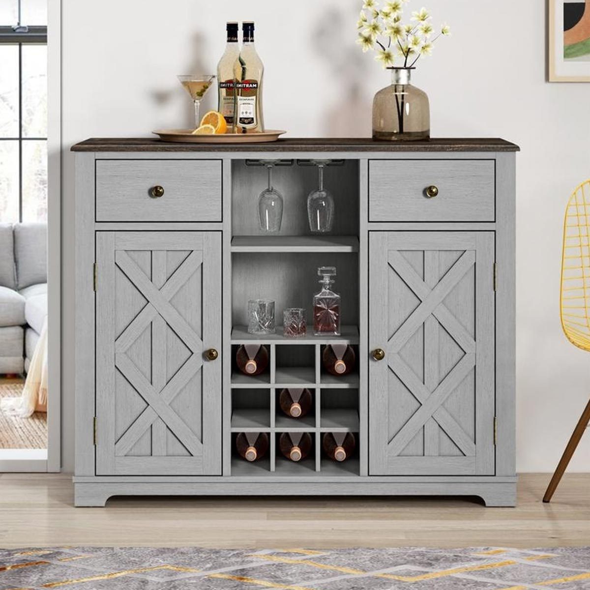 Buffet Table With Wine Rack