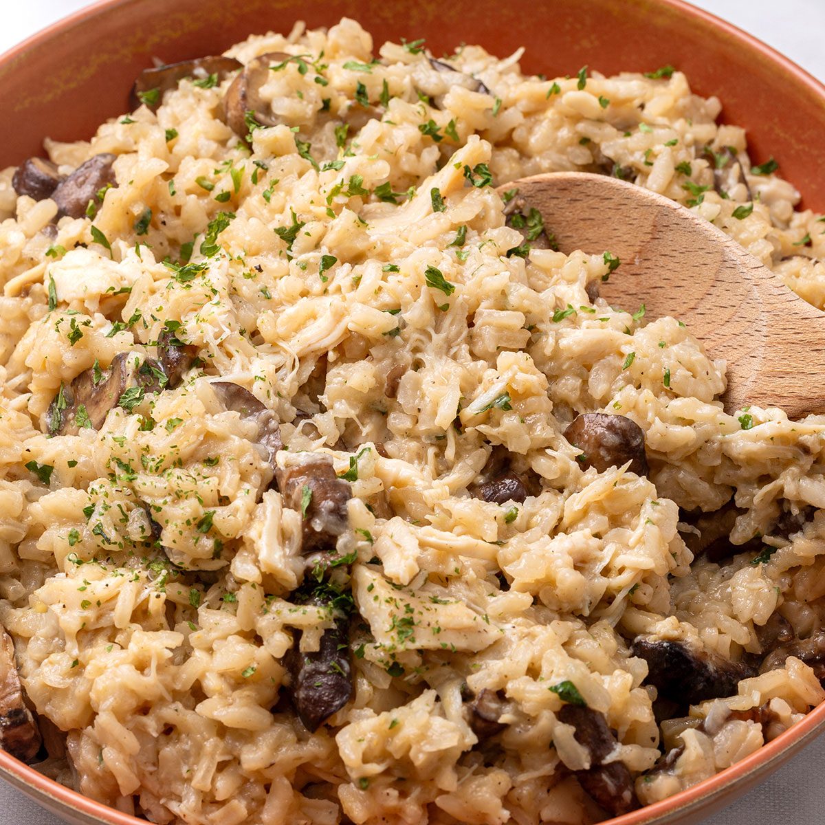 Chicken Risotto In A Serving Bowl For Taste Of Home