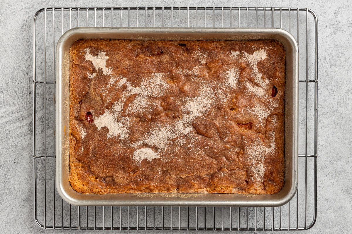 baked cake cooling.