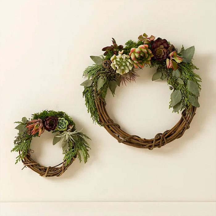 Winter Bloom Succulent And Cedar Wreath