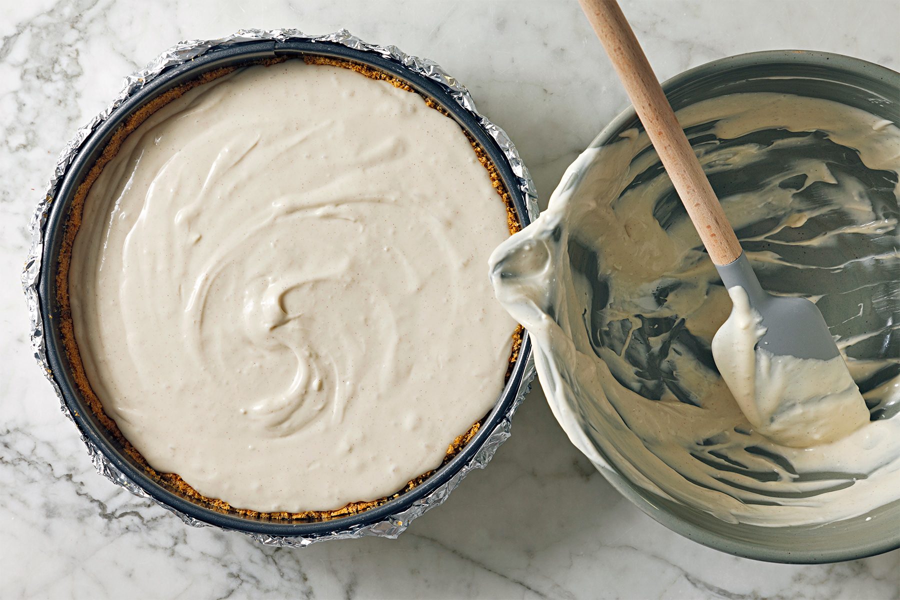 Pour filling over cooled crust.