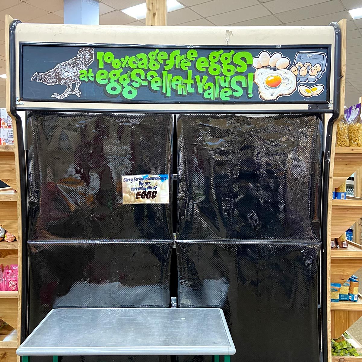 Egg shelves of Trader Joe's out of eggs