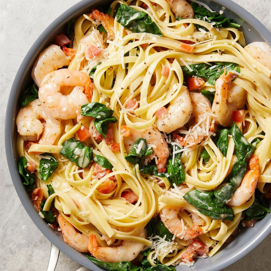 Spinach Shrimp Fettuccine