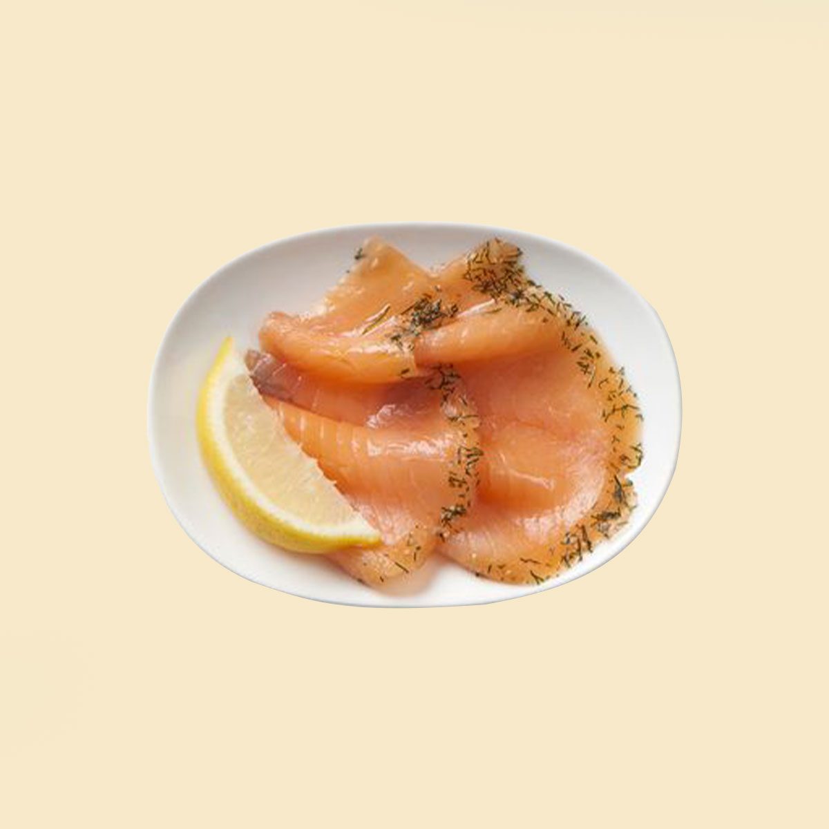 IKEA's marinated salmon on color background