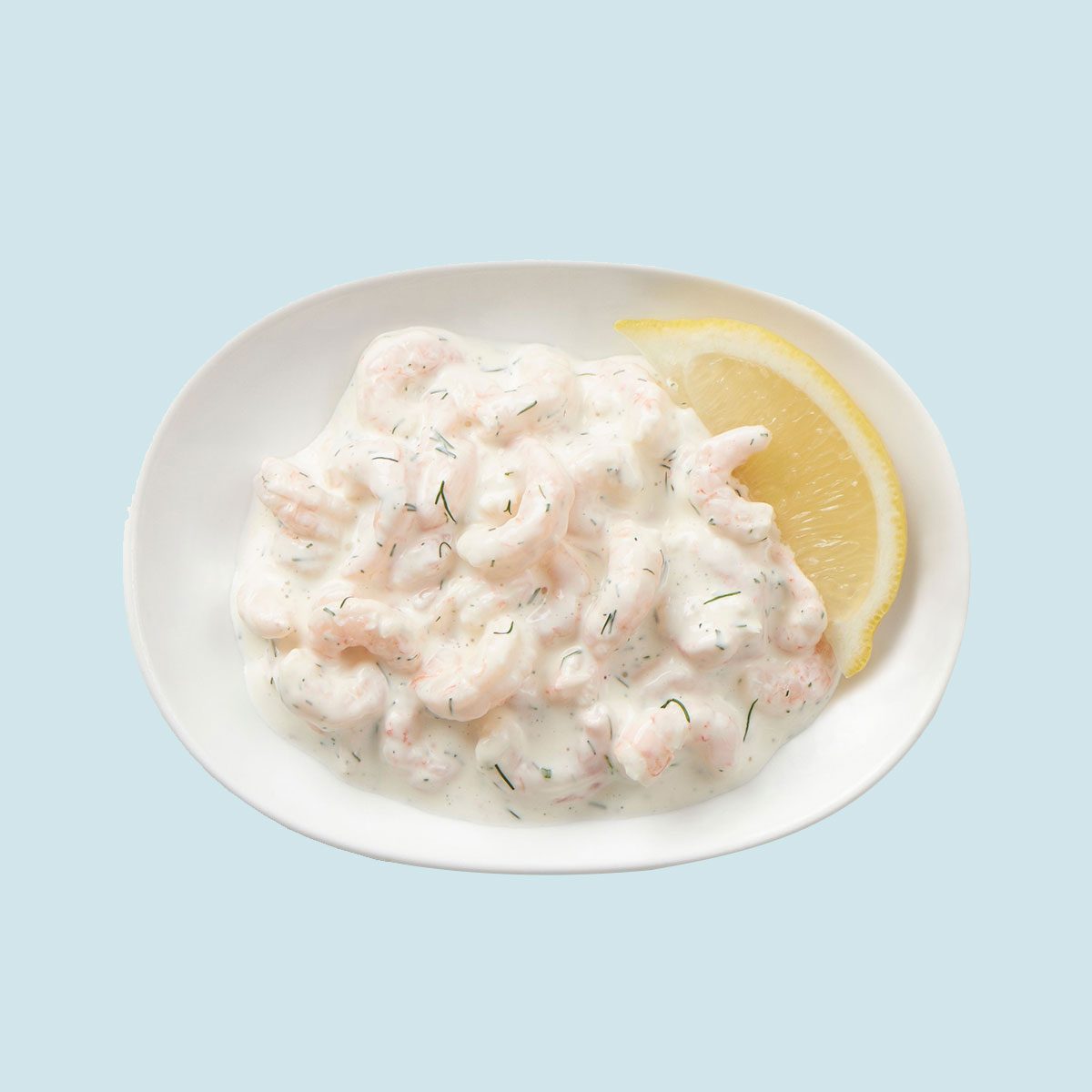 IKEA's shrimp salad on color background
