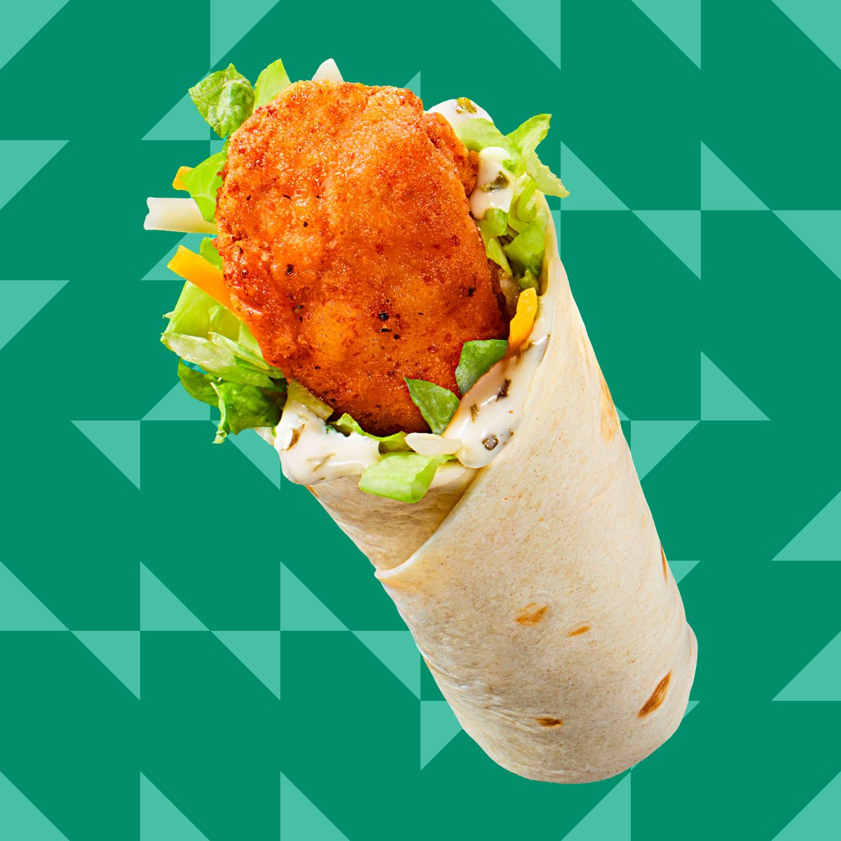 Mcdonald's Snack Wrap on green patterned background